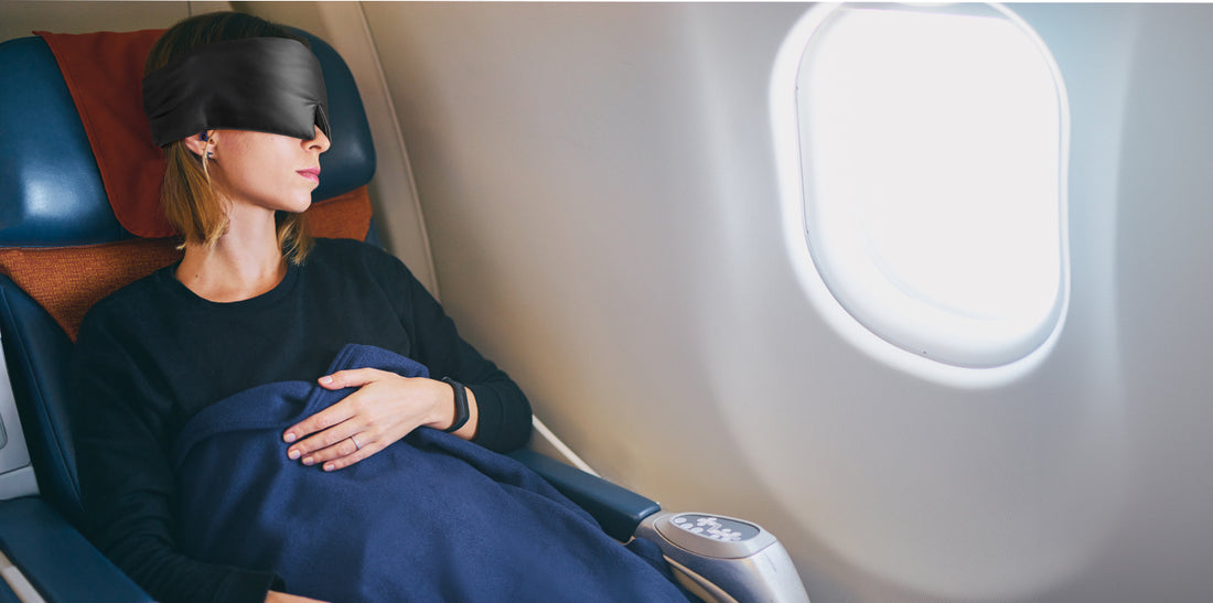 air travel solution with earplugs and sleep eyemask